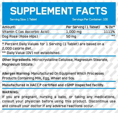 EVERBUILD Vitamin C 1000 mg with Rose Hips 100 tabs